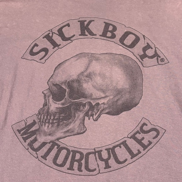 Y2K Sickboy Motorcycles Graphic T-Shirt Mens XL Skulls Sick Is Forever Brown - Picture 5 of 11